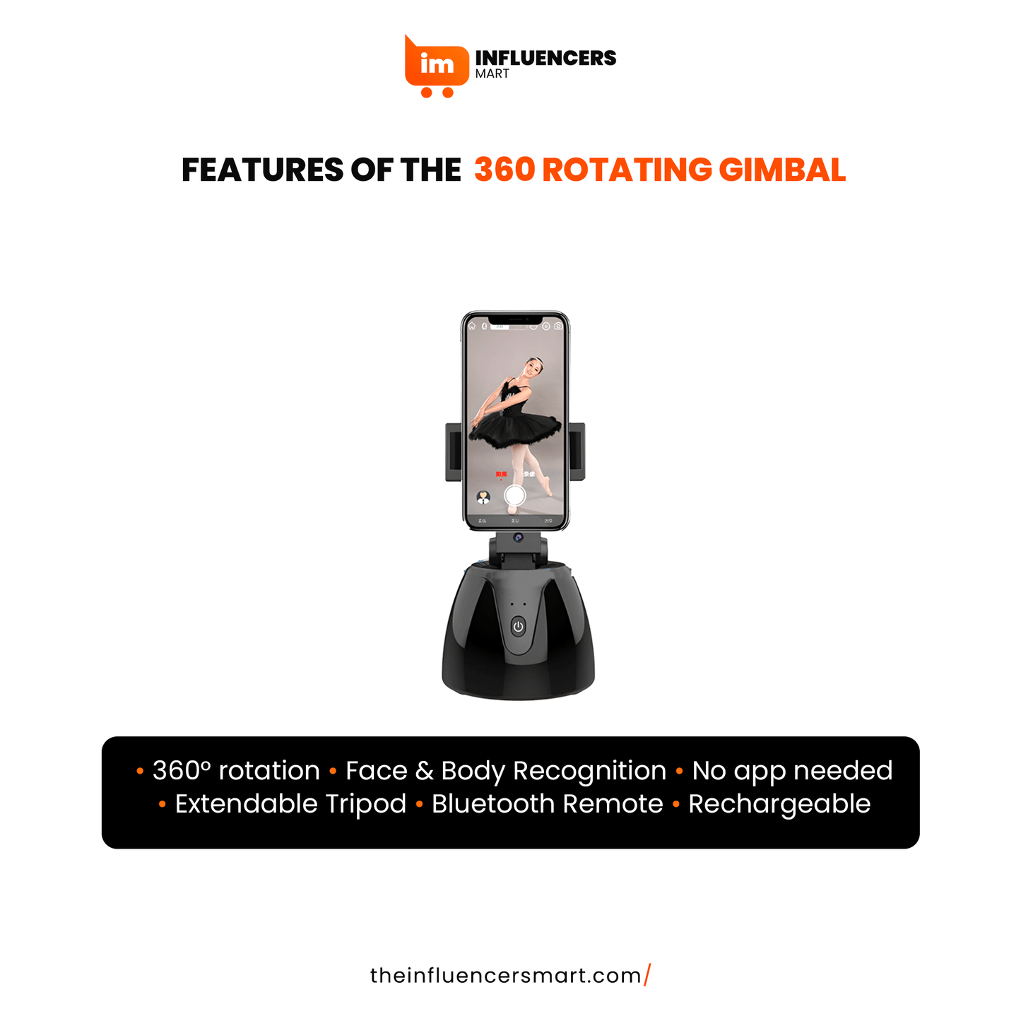 Rotating Body/Face Recognition Tripod 360°