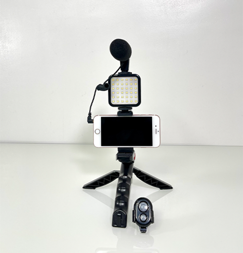Tripod with Light and Microphone (Vlogging Kits)